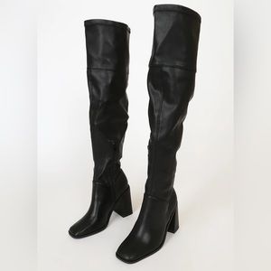 Brand new Valkyrie Black Square Toe Over the Knee Boots from Lulus